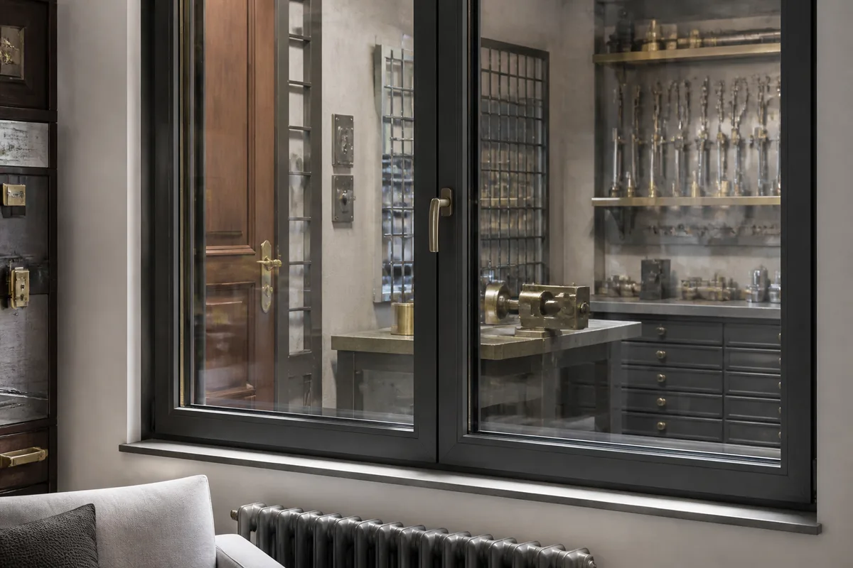 Fenêtre de rez-de-chaussée équipée d&rsquo;un vitrage de sécurité, vue depuis l&rsquo;intérieur du logement